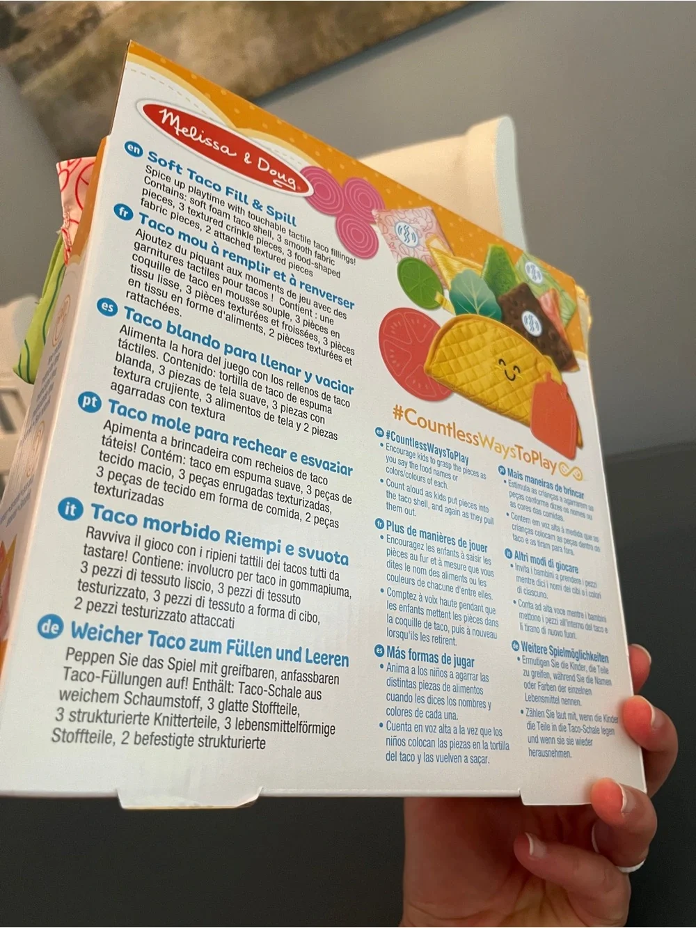NEW Melissa & Doug Soft Taco Fill And Spill Toy Crinkle Sensory play Food Kit